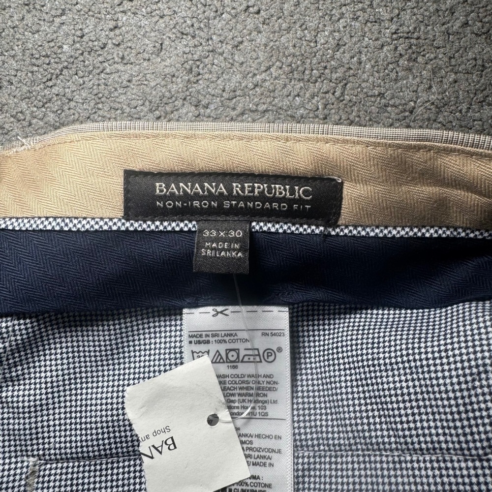 Banana Republic Non-Iron Standard Fit Pants Tan Glen Plaid Mens 33x30 NWT - Picture 5 of 5